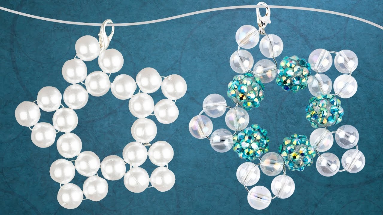 Ideen mit Herz - Perlen-Sterne & Eiskristalle basteln - DIY Schmuck-Anhänger - Tutorial Pearl Star