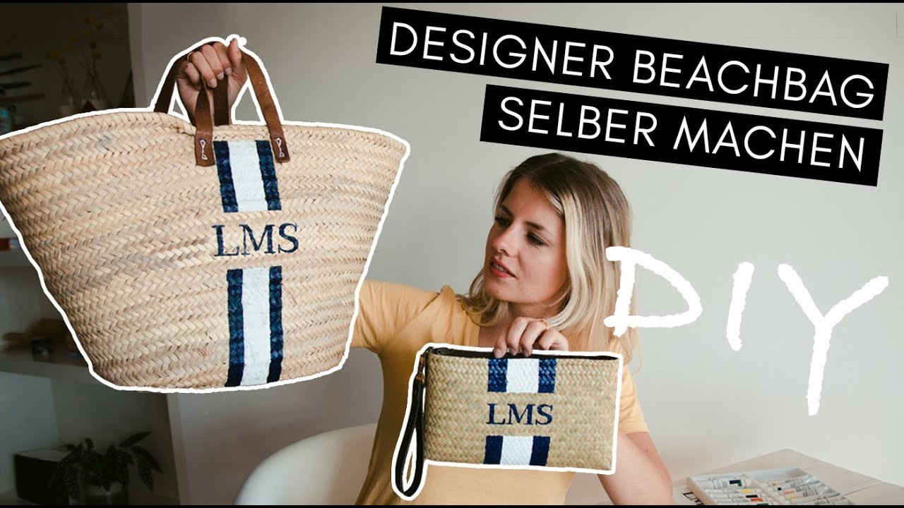 DIY Designer Beachbag und Clutch - Strohtaschen einfach aufpimpen
