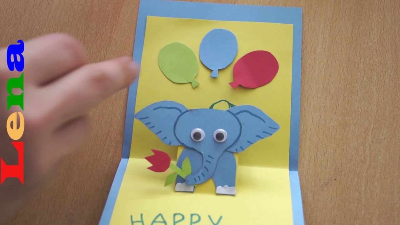 Elefanten Geburtstagskarte basteln mit Lena - Birthday Elephant Card - на день рождения