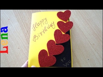 Herzkarte zum Geburtstag basteln mit Lena - How to make hearts card - сделать открытку из сердечек