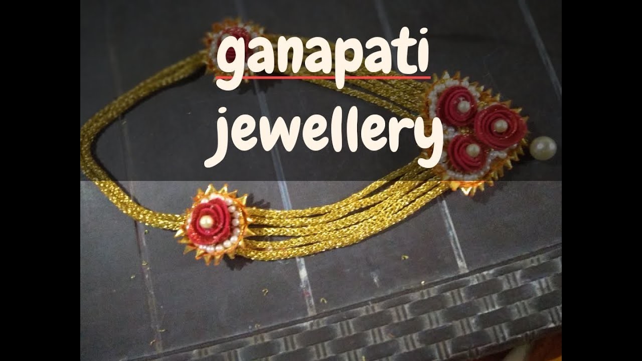 How to make ganapati jewellery (golden kanthi haar)