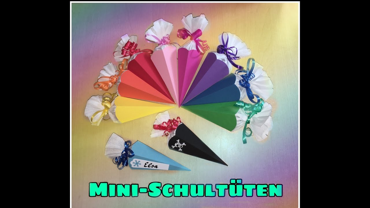 1* DIY Mini Schultüte Deko Einschulung Verpackung Geschenk Anleitung Basteln mit dem Farbkleckstiger