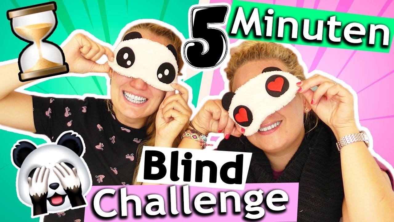 5 Minuten BLIND CHALLENGE | 5 Materialien DIY Ideen mit Panda Masken | Eva vs. Kathi DIY Inspiration