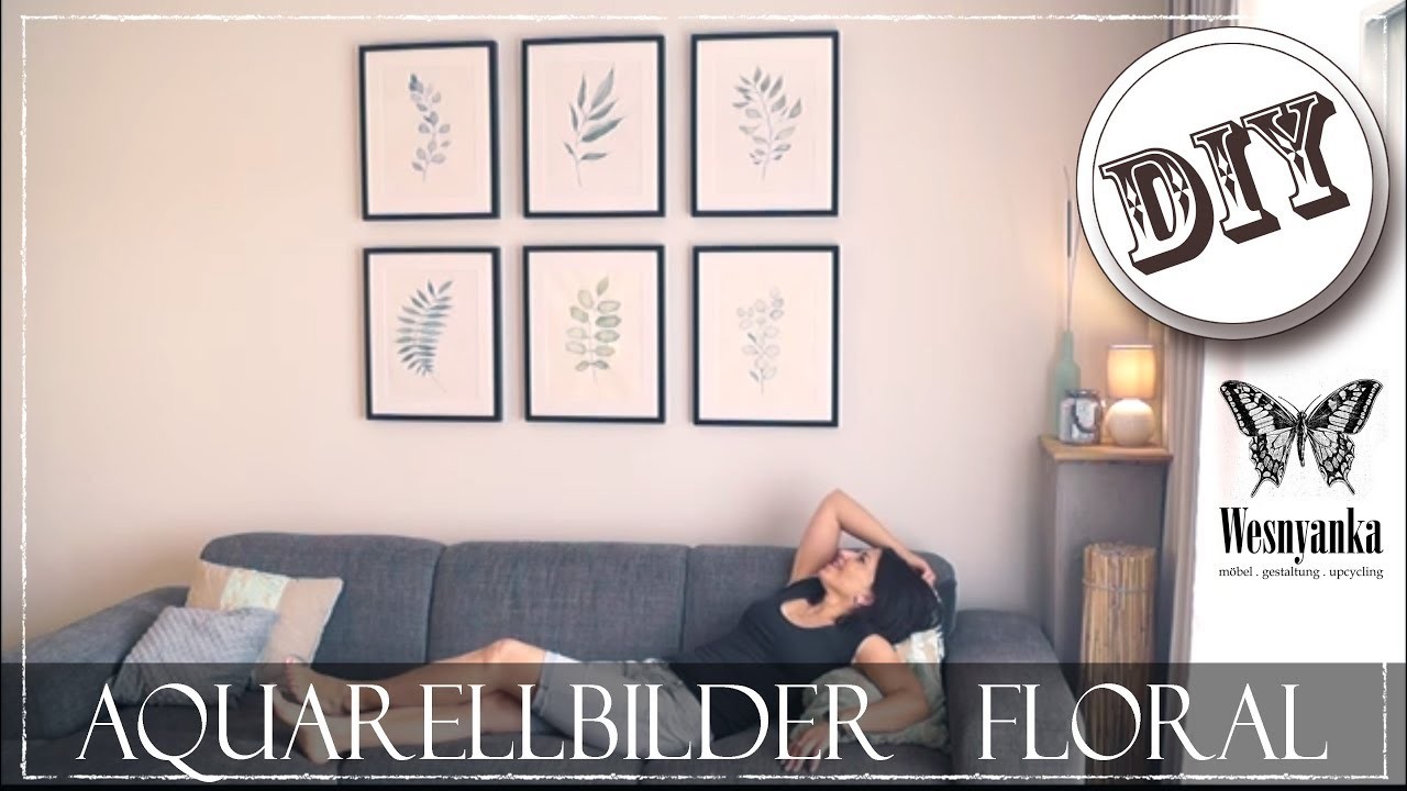 DIY : florale Aquarell Bilder | Wohnzimmer gestalten | Wandgestaltung