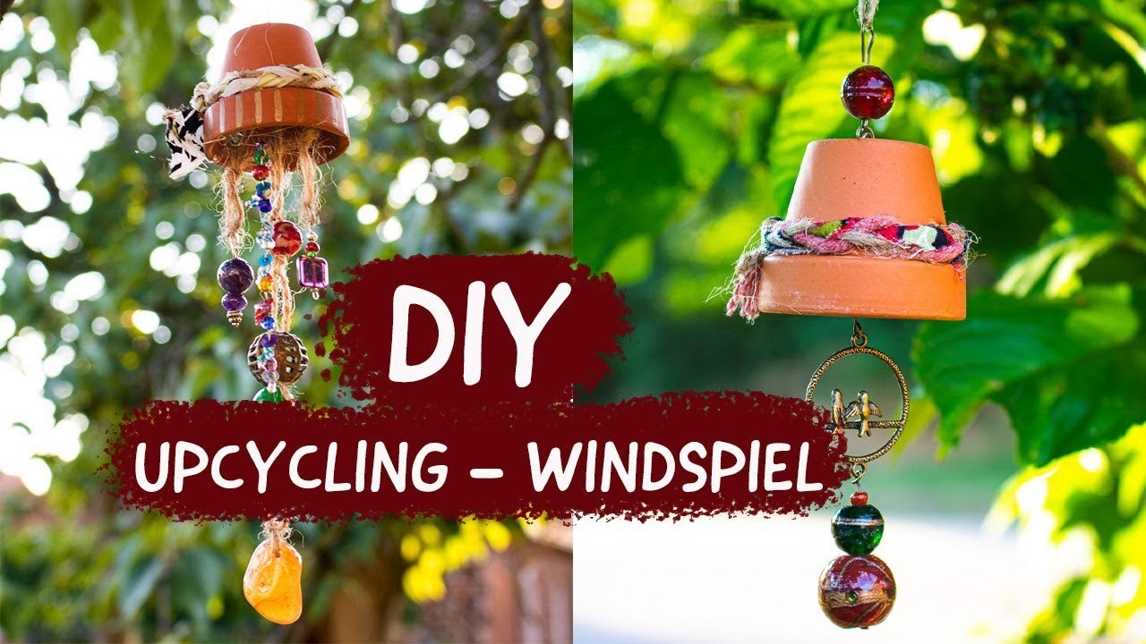 DIY - Upcycling Windspiel aus altem Schmuck und Mini-Tontöpfen