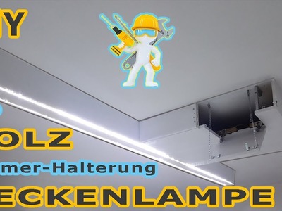 LED Holz Deckenlampe mit integrierter Beamerhalterung - Hängelampe - DIY - NEU -