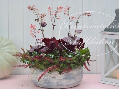 Herbstlich willkommen: AUßENDEKO  - bepflanzte Schale mit KRANZ