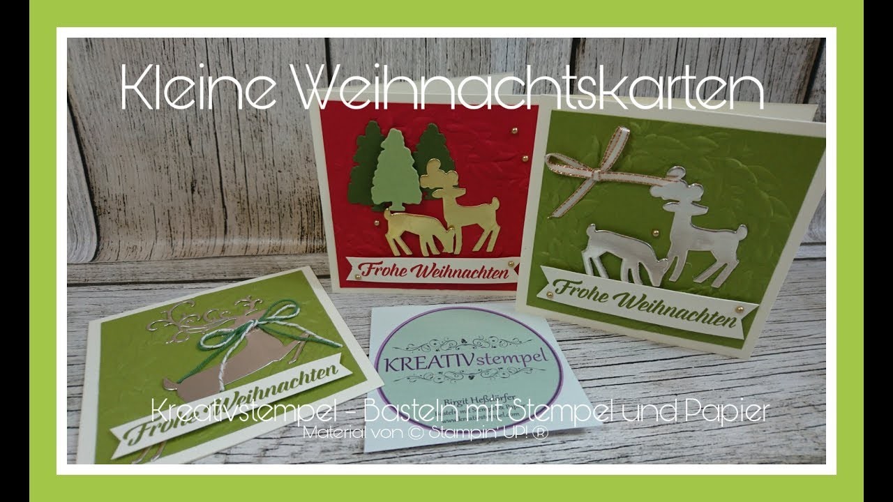 Kleine Weihnachtskarten 10 x 10 cm mit dem Set Weihnachtshirsch von Stampin` Up!