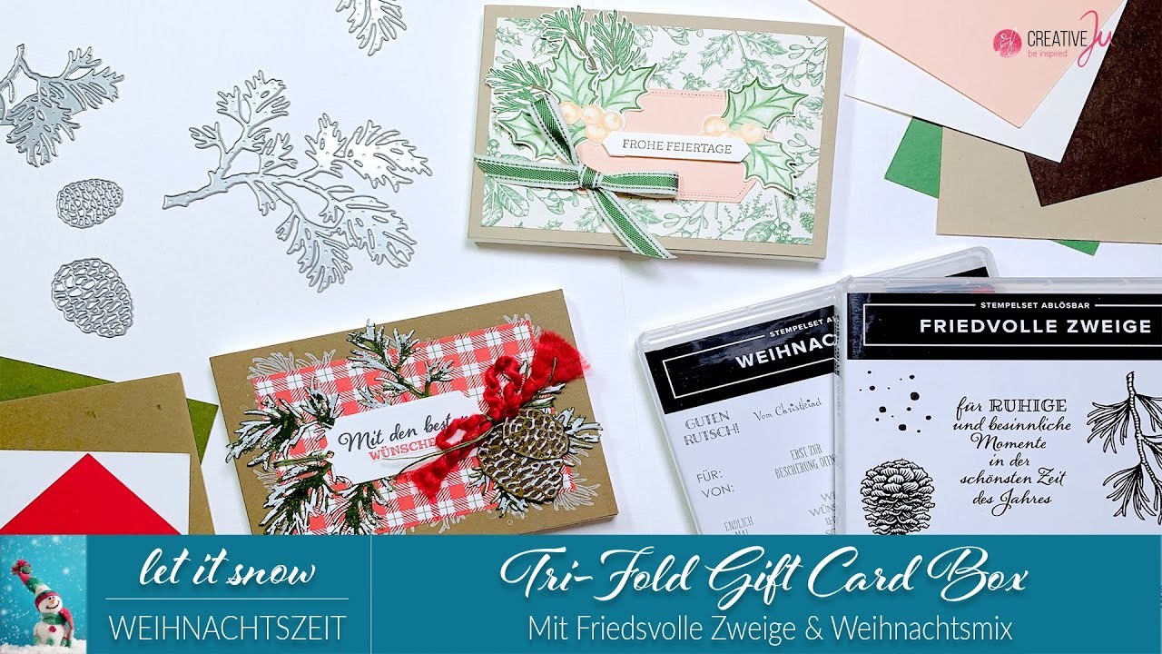 Let it snow - Weihnachtszeit - Tag 7: Tri-Fold Gift Card Box | Friedvolle Zweige & Weihnachtsmix