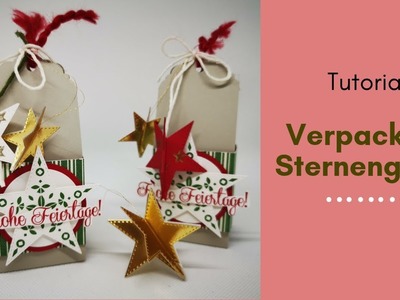 Weihnachtliche Geschenkverpackung mit Sternenanhänger Christbaumschmuck Geschenkanhänger