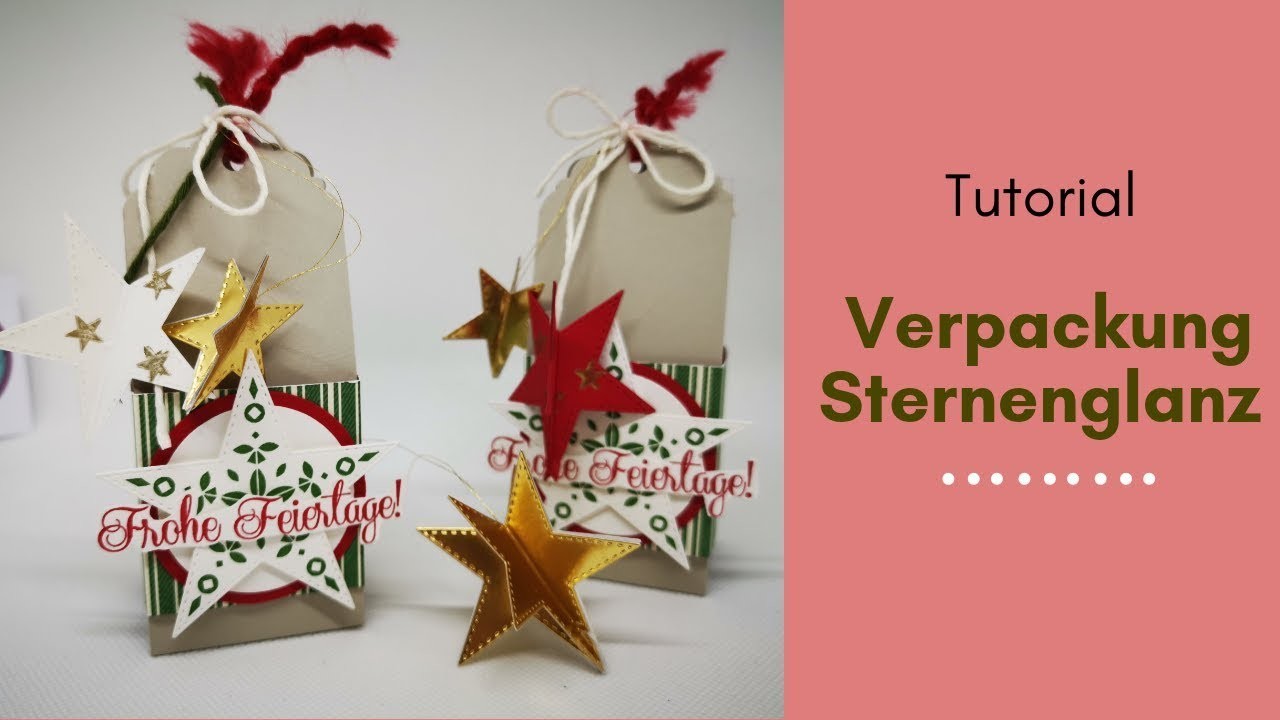 Weihnachtliche Geschenkverpackung mit Sternenanhänger Christbaumschmuck Geschenkanhänger