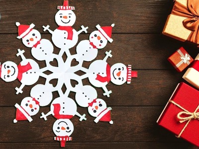 Bastelideen: Schneeflocken basteln - Schneemann | Weihnachtsdeko selber machen | Basteln weihnachten