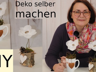 Blume aus Seidenpapier in Becher pflanzen - DIY Deko selber machen