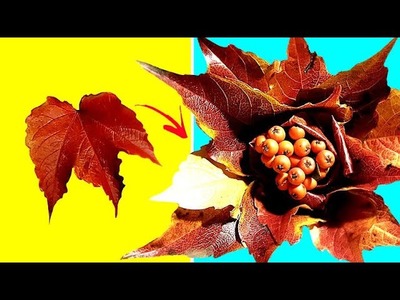 Blumen aus Laub basteln | Basteln im Herbst | Mitbringsel
