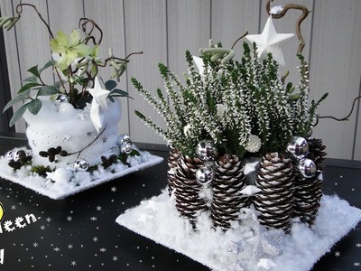 DIY weihnachtliche Tischdeko l Geschenkidee Christrosen dekorieren. Adventsgesteck I DekoideenLand