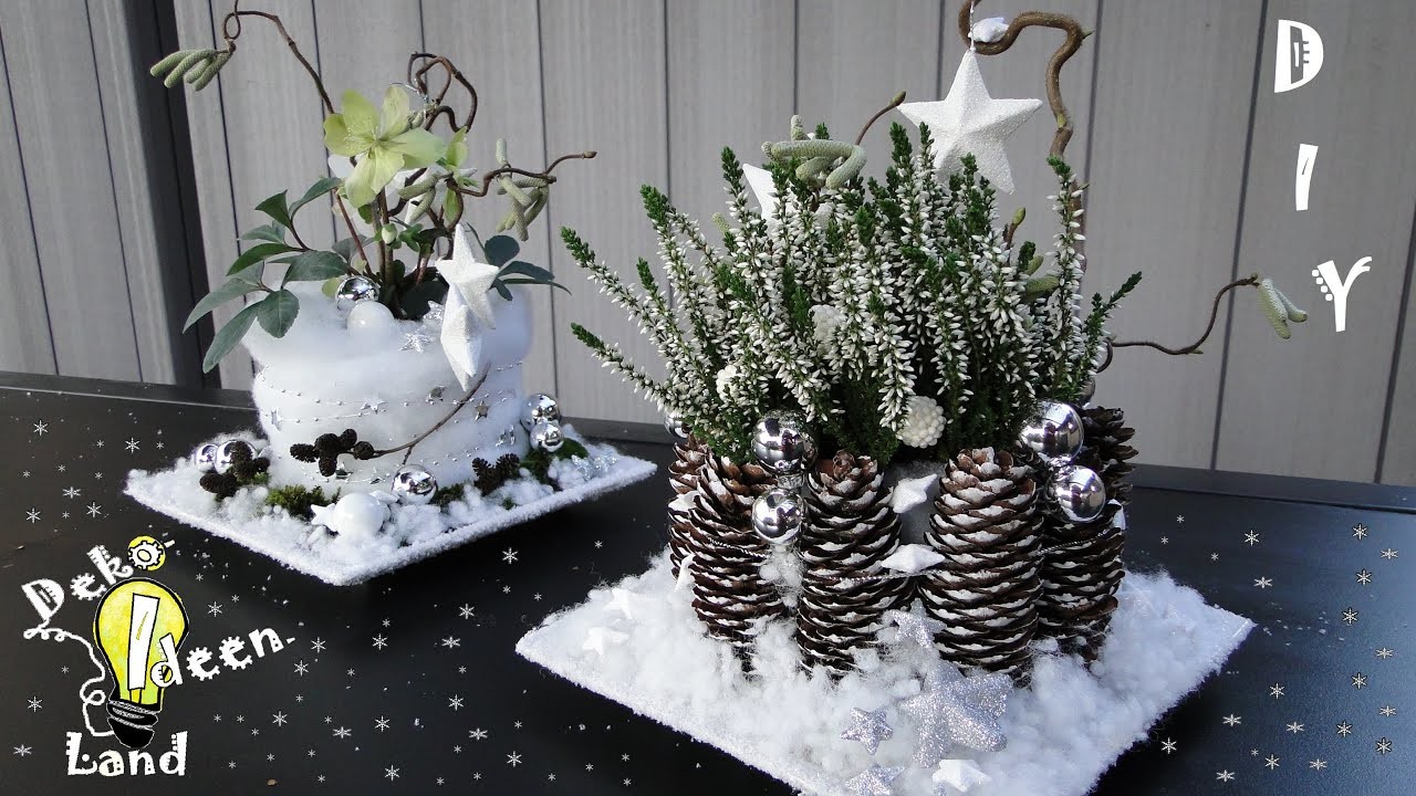 DIY weihnachtliche Tischdeko l Geschenkidee Christrosen dekorieren. Adventsgesteck I DekoideenLand