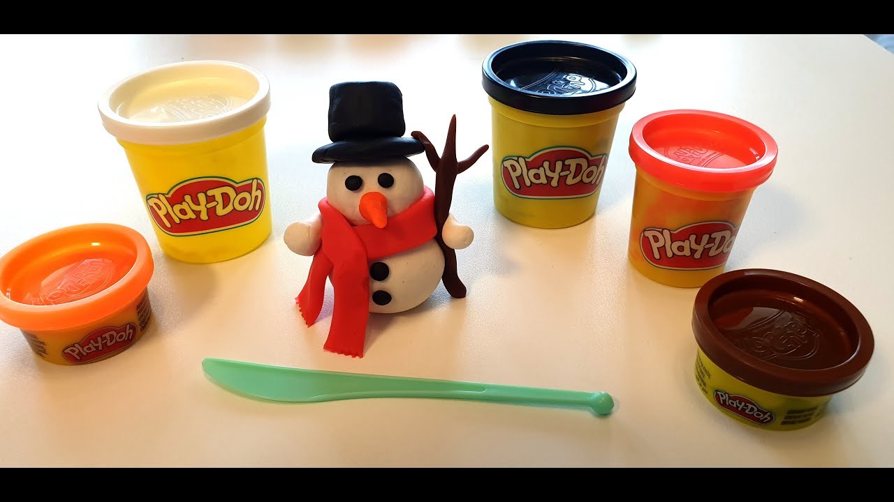 Play-Doh Schneemann kneten, Weihnachten Teil 1 Ideen aus Knete Playdoh. Basteln Spielen für Kinder.