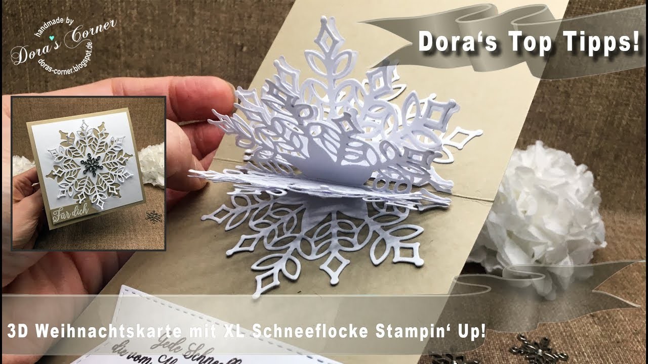Top Tipp: 3D Pop-Up Weihnachtskarte mit XL Schneeflocke | Schneegestöber von Stampin' Up!