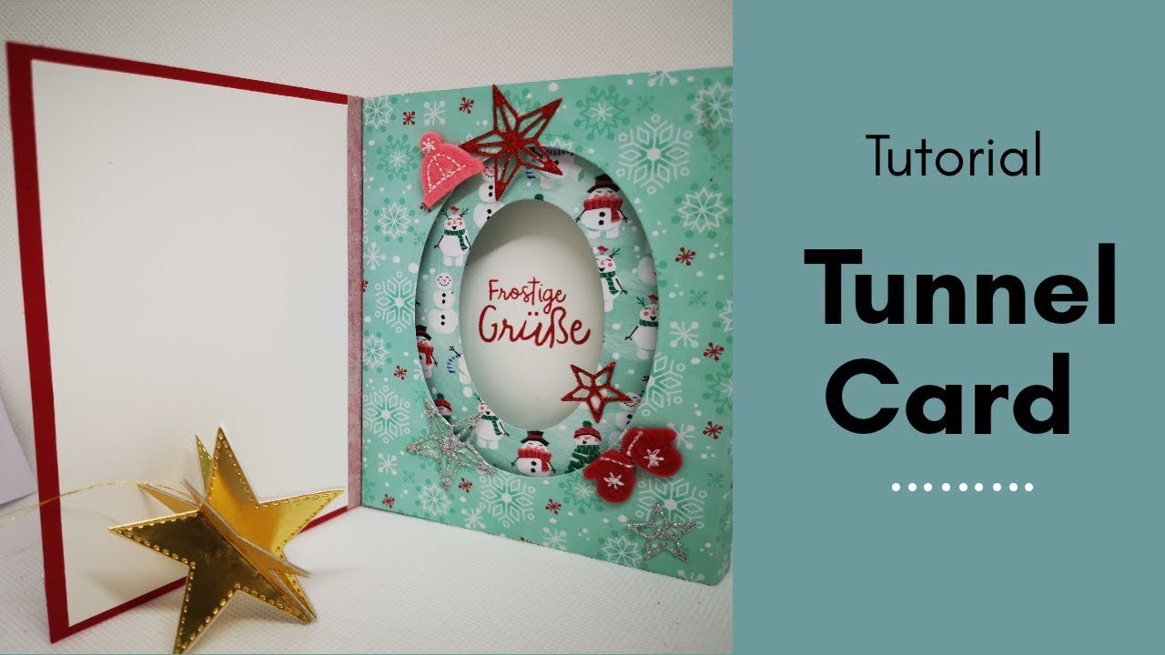 Weihnachtliche Tunnelkarte Hurra, es schneit Tunnel Card basteln