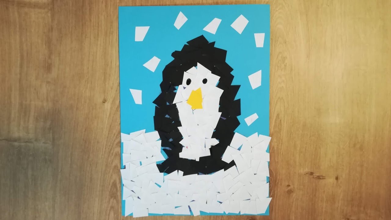 Winter Bilder. Basteln mit Kleinkindern: lieber Pinguin aus Schnipsel – ganz einfach!