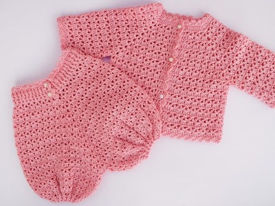 Crochet baby pants set with jacket