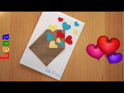Grußkarte mit Herzen basteln mit Lena ???? Take it easy Envelope heart card ???? Greeting card DIY