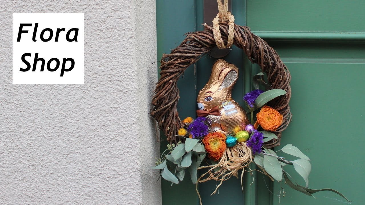 Ostergeschenk Türkranz mit Osterhasen vom Discounter selber machen ❁ Deko Ideen mit Flora-Shop