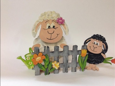 Schaf (Petzl) aus Holz bemalen mit Acrylfarbe Frühjahrsdekoration selber basteln Live-Video