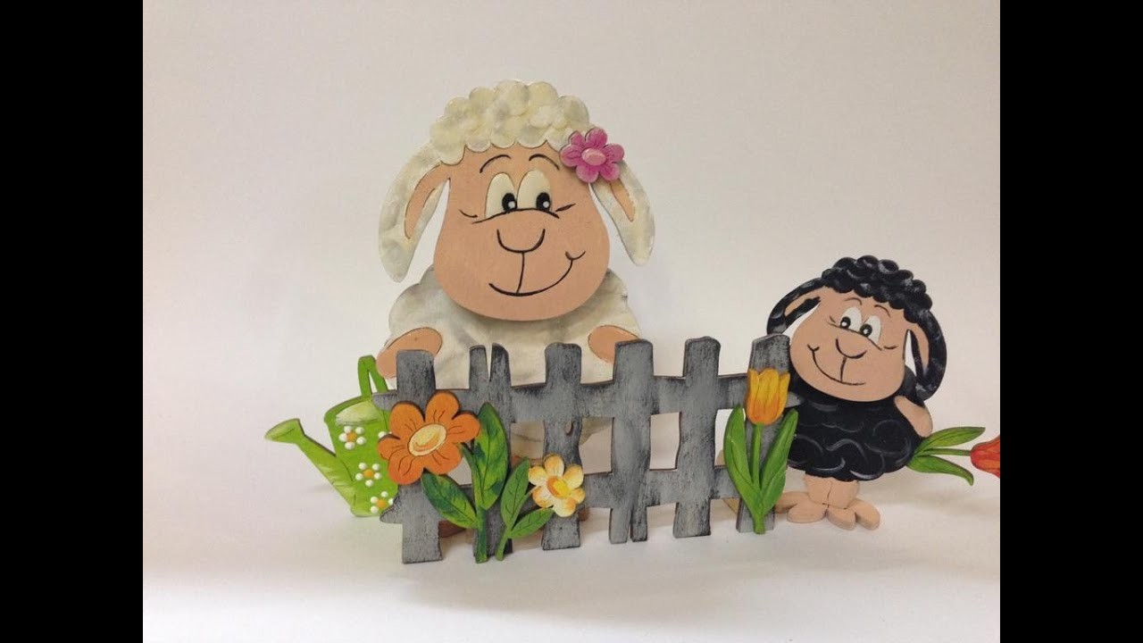 Schaf (Petzl) aus Holz bemalen mit Acrylfarbe Frühjahrsdekoration selber basteln Live-Video