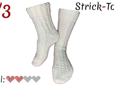 Socken mit Überzug-Zöpfchen Muster stricken leicht gemacht - Video 1.3 - Bündchen & Schaft
