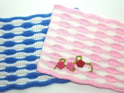 Zweifarbiges Wellenmuster häkeln, two-colors wave pattern crochet