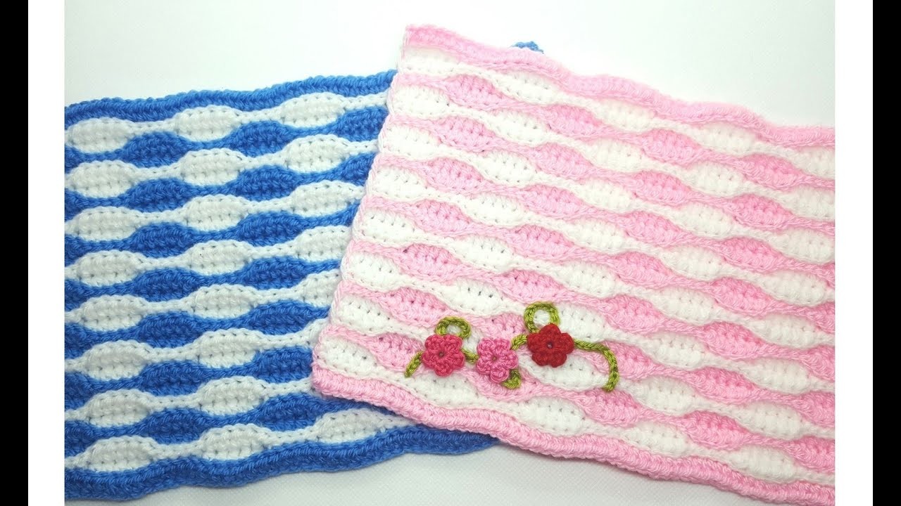 Zweifarbiges Wellenmuster häkeln, two-colors wave pattern crochet