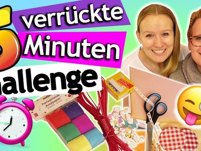 BASTEL CHALLENGE 5 Minuten mit VERRÜCKTEN Materialien | Eva vs. Kathis schnelle Bastelidee deutsch