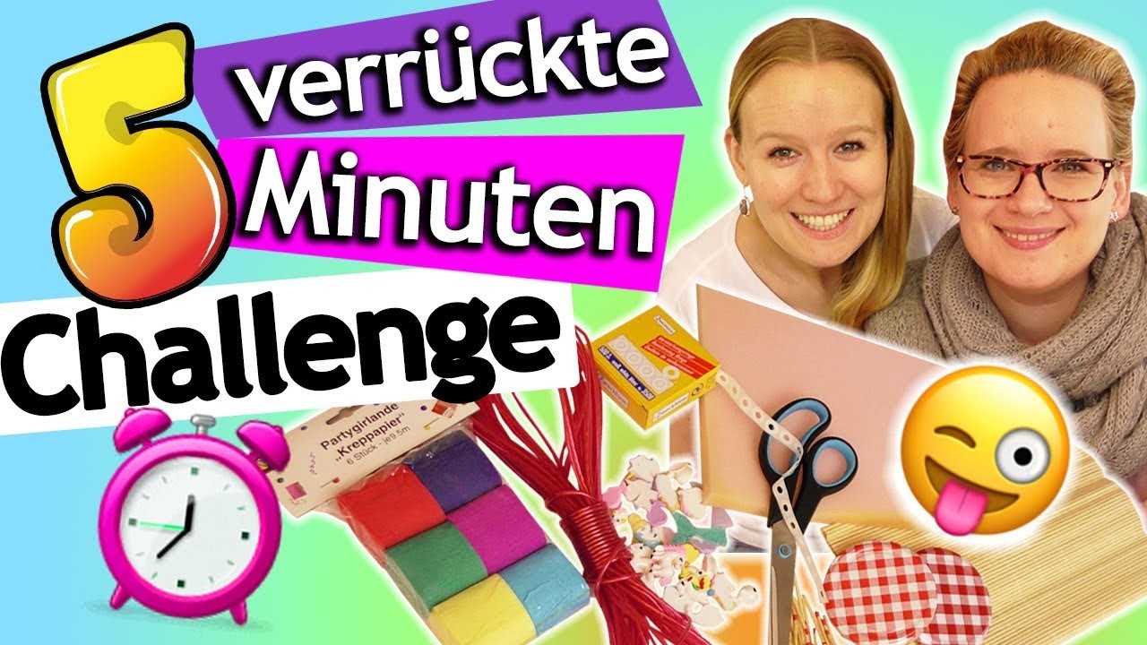 BASTEL CHALLENGE 5 Minuten mit VERRÜCKTEN Materialien | Eva vs. Kathis schnelle Bastelidee deutsch