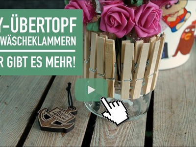 DIY - Blumen-Übertopf aus Holz-Wäscheklammern