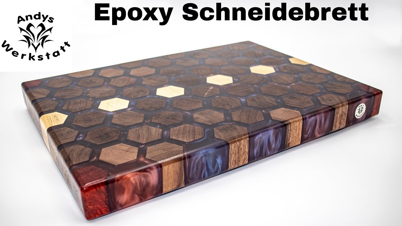???? Epoxy Hexagon Schneidebrett mit Nussbaum, Weißbuche und Padouk