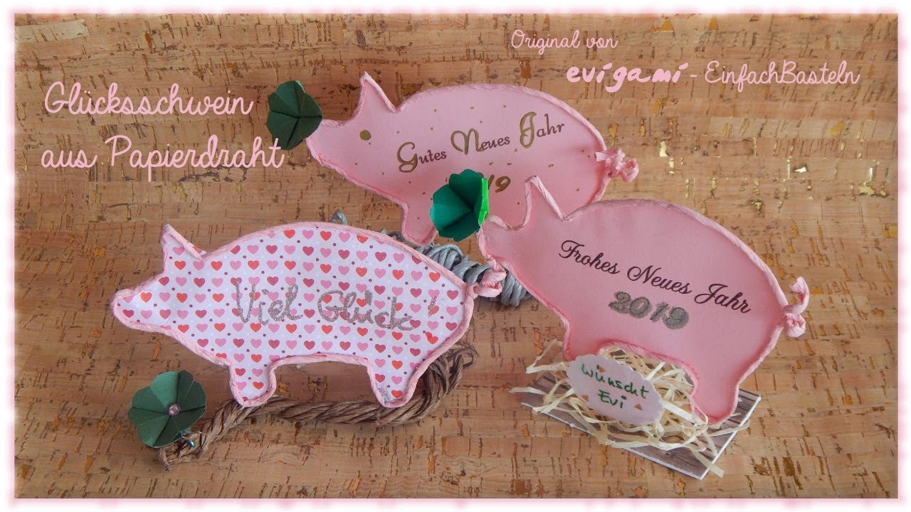 Evigami-Glücksschwein aus Papierdraht