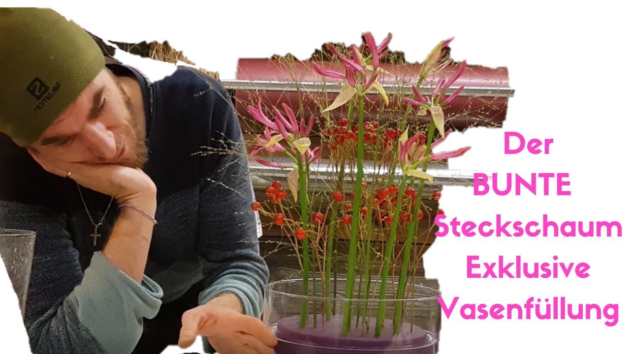 Exklusive Vasenfüllung für den Herbst mit  OASIS® RAINBOW® Zylinder in violett - Floristik Anleitung
