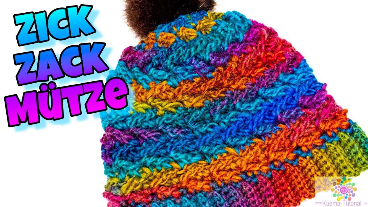 Zickzack Mütze - Häkelanleitung | Einfach | Wintermütze