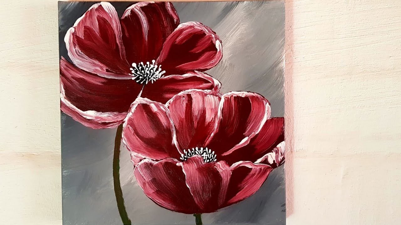 Blumen Malen Acryl für Anfänger - Flowers Acrylic Painting for Beginners