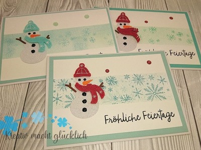 Stampin` up!. Karte Masking Technik. Hurra, es schneit!