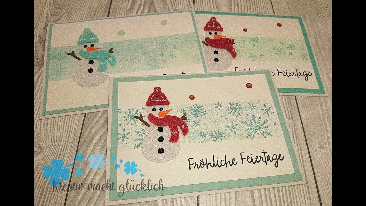 Stampin` up!. Karte Masking Technik. Hurra, es schneit!