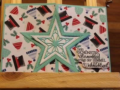 Weihnachtskarte mit Sternenverschluss und dem Produktpaket Sternenglanz von Stampin` UP!