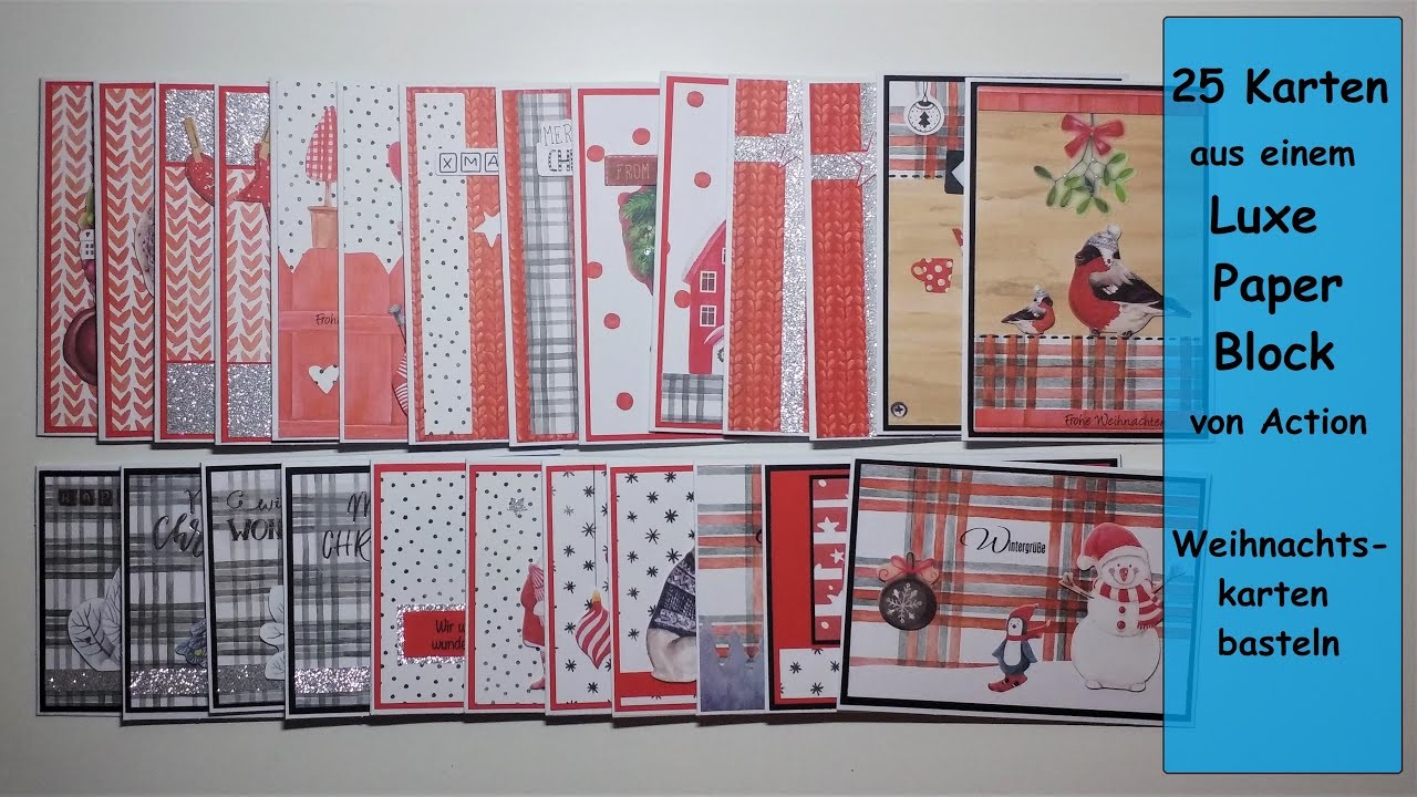 25 Weihnachtskarten aus einem Luxe Paper Block. watch me craft. Karten basteln Material von Action