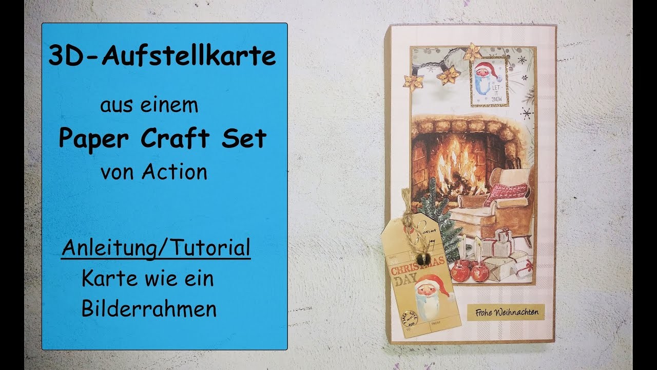 3D Aufstellkarte aus Paper Craft Set von Action. watch me craft. Weihnachtskarte basteln PopUpCard