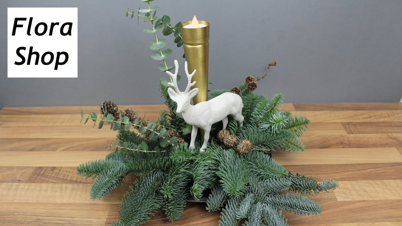 Adventsgesteck mit einer Kerze oder LED Licht selber machen ❁ Deko Ideen mit Flora-Shop