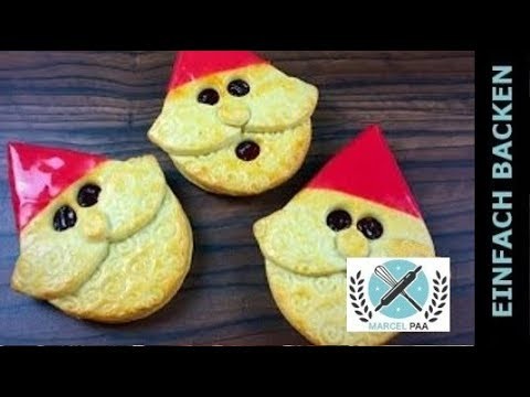 Lustiger Mürbeteig Nikolaus mit Himbeer Marmelade | Santa Cookies