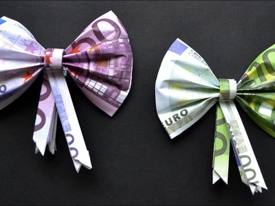 Origami BOGEN MIT BAND Euro Geldschein GELD FALTEN |  Nice Money Origami BOW WITH RIBBON Tutorial