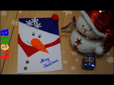 Schneemann Weihnachtskarte basteln - How to make snowman christmas card - Открытка на Новый Год