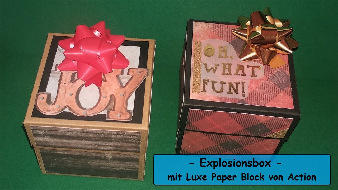 Weihnachtliche Explosionsbox mit Luxe Paper Block von Action.watch me craft. aus Resten Box basteln